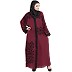 Front open embroidered Dubai abaya- Maroon
